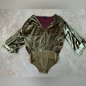 Zara Green Velvet Bodysuit